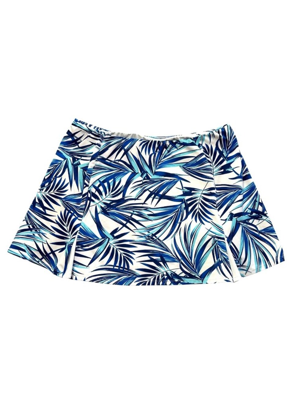 Tail Blue and White Tropical Leaf Midi Skirt